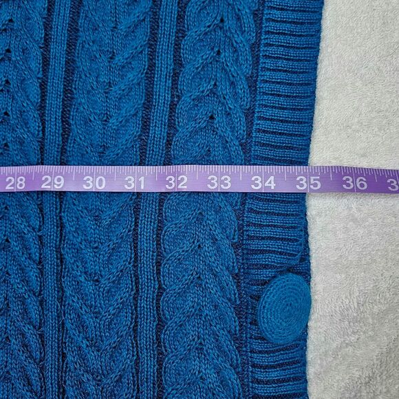 Simply Natural Trenza Capa Baby Alpaca Wool Teal Blue Ruana Cape Style Sweater - Picture 11 of 12